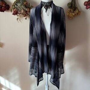 Chico's Fairycore/Whimsigoth Navy and White Textured Cardigan